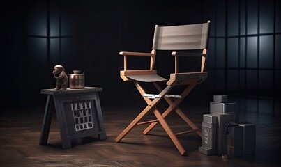 Lights, camera, action - Clapper and director's chair on a film set Creating using generative AI tools