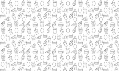 Fast food pattern vector line art.