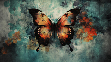 Fototapeta na wymiar A grunge butterfly wallpaper texture