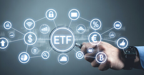 ETF-Exchange Traded Fund. Stock market trading. Finance