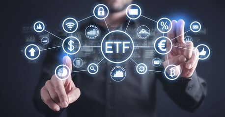 ETF-Exchange Traded Fund. Stock market trading. Finance