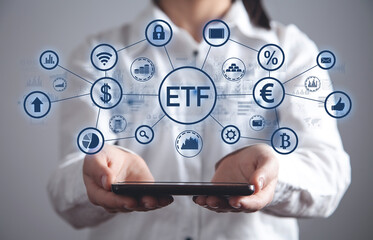 ETF-Exchange Traded Fund. Stock market trading. Finance