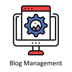 Blog Management Filled Outline Icon Design illustration. Online Steaming Symbol on White background EPS 10 File