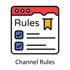 Channel Rules Filled Outline Icon Design illustration. Online Steaming Symbol on White background EPS 10 File