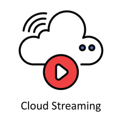 Cloud Streaming Filled Outline Icon Design illustration. Online Steaming Symbol on White background EPS 10 File