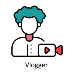 Vlogger Filled Outline Icon Design illustration. Online Steaming Symbol on White background EPS 10 File