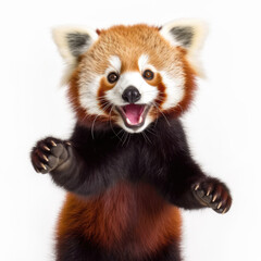 Fototapeta na wymiar A playful Red Panda (Ailurus fulgens) in an engaging pose.