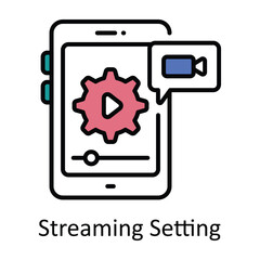 Streaming Setting Filled Outline Icon Design illustration. Online Steaming Symbol on White background EPS 10 File