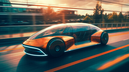 Fototapeta na wymiar Autonomous Mobility Future Vehicle for Sustainable
