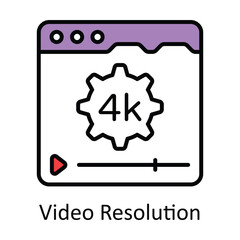 Video Resolution Filled Outline Icon Design illustration. Online Steaming Symbol on White background EPS 10 File