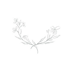 Hand Drawn Orchid Flower Arrangement. Floral Decorative Design Element. Wreath - 2