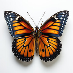 Fototapeta premium A resting Monarch Butterfly (Danaus plexippus) top-down view.