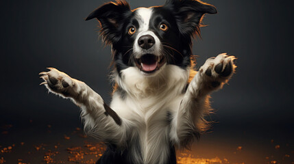 adorable border collie pawing for food