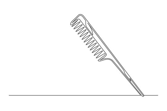 recommend clip art: Continuous one line barber comb. Vintage barber comb isolated on a white background. Barbershop concept. Vector illustration