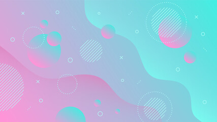 Modern Abstract Background with Motion Waves Retro Memphis and Pink Purple Blue Gradient Color
