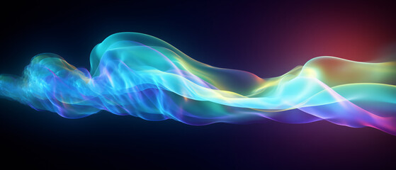 Abstract Background of Radiant Neon Lines Dancing with a Blue Glowing Cloud, Evoking a Dynamic and Futuristic Atmosphere Generative ai