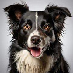 An alert Border Collie (Canis lupus familiaris) with fascinating dichromatic eyes.