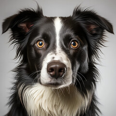An alert Border Collie (Canis lupus familiaris) with fascinating dichromatic eyes.
