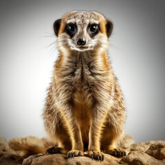 An alert Meerkat (Suricata suricatta) standing on its hind legs.
