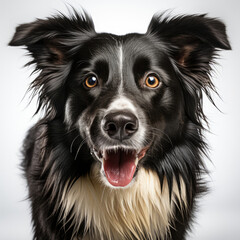 A Border Collie (Canis lupus familiaris) with dichromatic eyes in a walking pose.