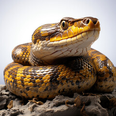 An African Rock Python (Python sebae) coiled and ready.