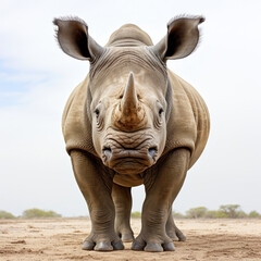 Fototapeta premium A young African Rhinoceros (Diceros bicornis) looking endearingly at the camera.