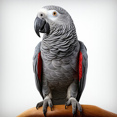 Fototapeta premium An exotic African Grey Parrot (Psittacus erithacus) perched majestically.