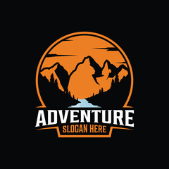 Mountain logo outdoor emblem circle