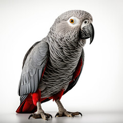 Obraz premium An exotic African Grey Parrot (Psittacus erithacus) perched majestically.