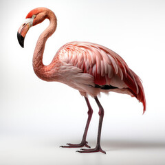 An Elegant Flamingo (Phoenicopterus ruber) standing on one leg.