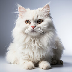 A Persian cat (Felis catus) with stunning dichromatic eyes.