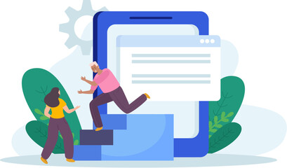 Ladder People Flat Background