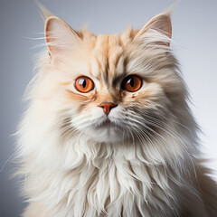 A Persian cat (Felis catus) with stunning dichromatic eyes.