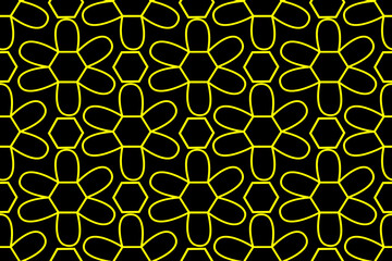 Yellow flowers and honey combs. Natural. Trendy, stylish, fashionable, seamless vector pattern for design and decoration.