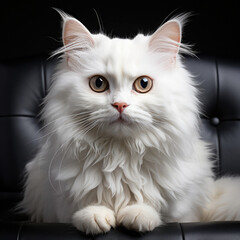A Persian cat (Felis catus) with stunning dichromatic eyes.