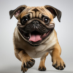Obraz premium A playful Pug puppy (Canis lupus familiaris) running joyfully.