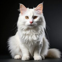 Fototapeta premium A Turkish Van cat (Felis catus) showcasing dichromatic eyes.