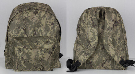 military backpack collage, handmade bag