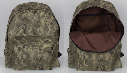 military backpack collage, handmade bag