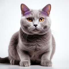 A British Shorthair cat (Felis catus) with dichromatic eyes.