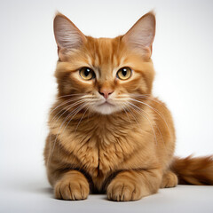 A graceful Burmese kitten (Felis catus) stretched out elegantly.