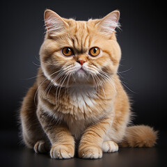 Obraz premium An Exotic Shorthair cat (Felis catus) with vibrant dichromatic eyes.