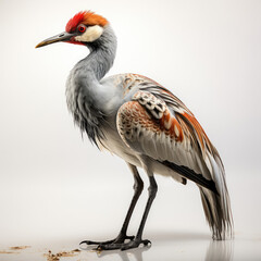 Fototapeta premium A juvenile Crane (Gruidae) learning to hunt.