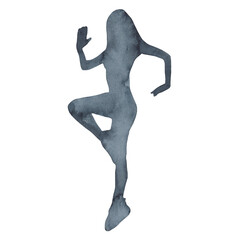 Sports at sunrise.Running.Gymnastics.Morning gym.Watercolor silhouette sport isolated on white backgroun