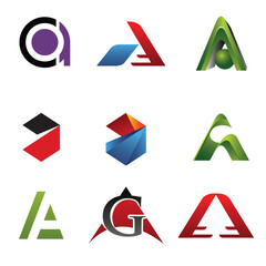Minimalist letter A logo design template set.