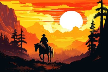 Fototapeta na wymiar Wild West Cowboy Illustration