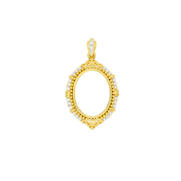 isolated gold locket frame pendant with diamond