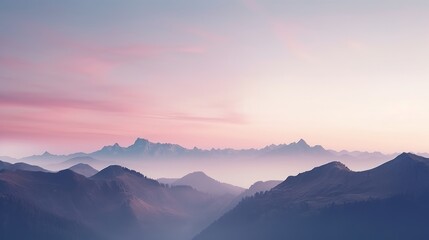 Minimalist silhouette of mountains on a calm background. Generative AI