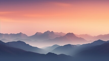 Obraz na płótnie Canvas Minimalist silhouette of mountains on a calm background. Generative AI