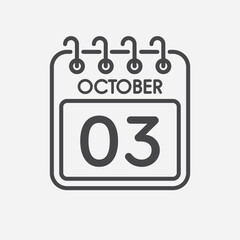 Icon page calendar day - 3 October